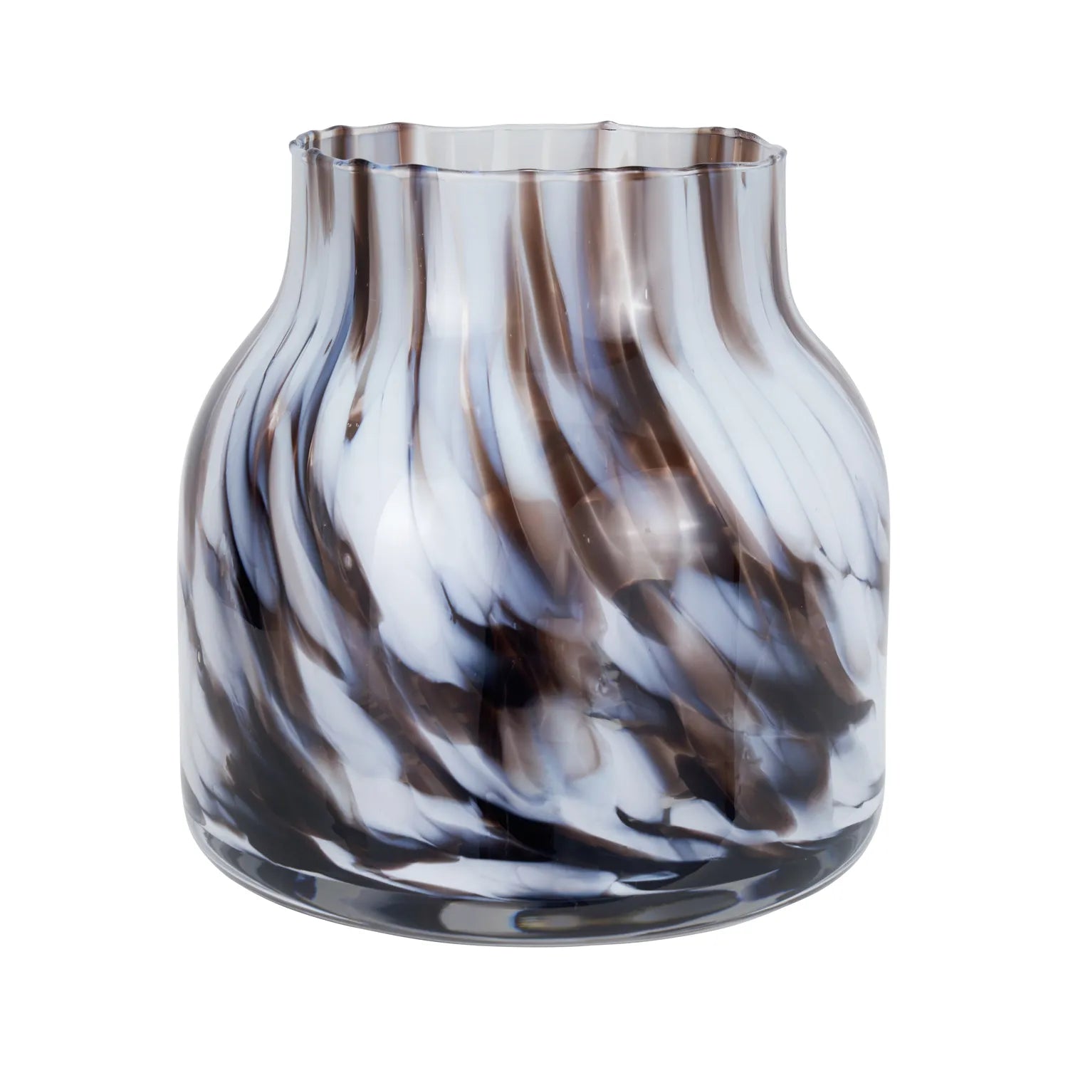 Brown & White Tortoiseshell Decorative Glass Vase – Click Style