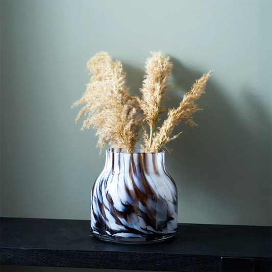 Brown & White Tortoiseshell Decorative Glass Vase – Click Style