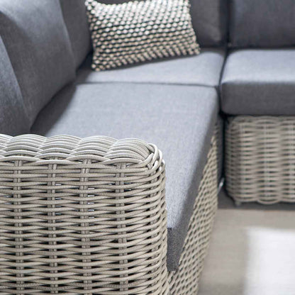 Celebes Grey Rattan Effect Garden Corner Sofa Set & Footstool – Click Style