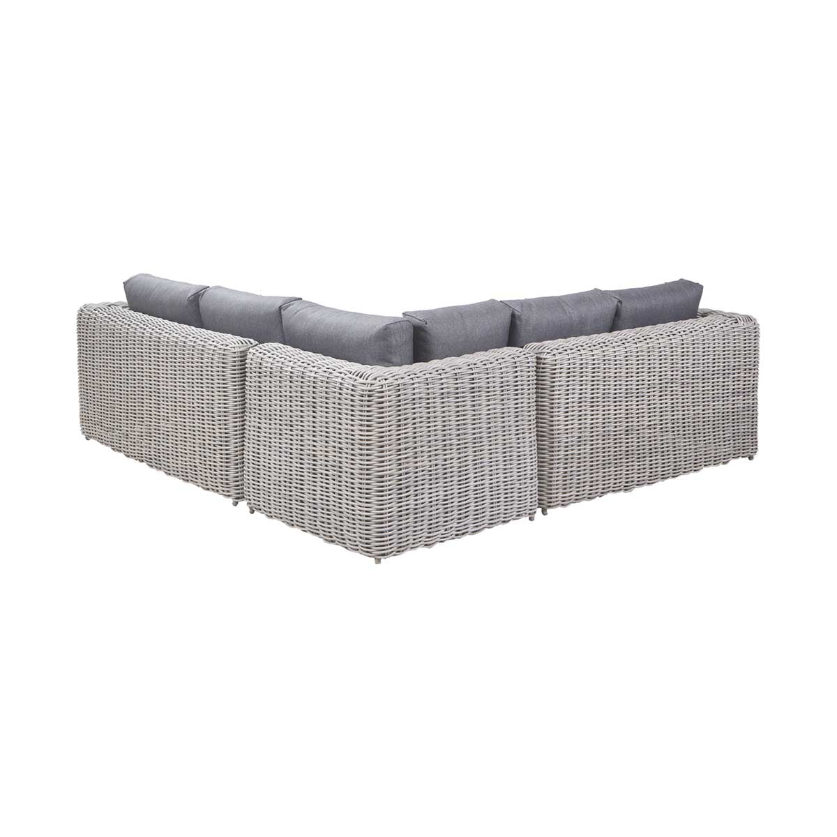 Celebes Grey Rattan Effect Garden Corner Sofa Set & Footstool – Click Style