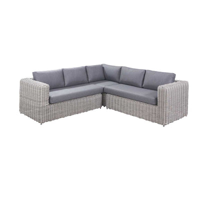 Celebes Grey Rattan Effect Garden Corner Sofa Set & Footstool – Click Style