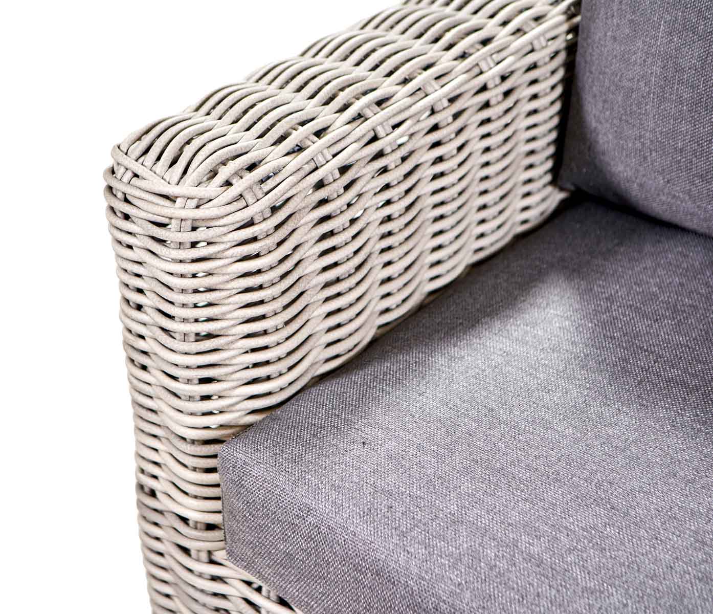 Celebes Grey Rattan Effect Garden Corner Sofa Set & Footstool – Click Style