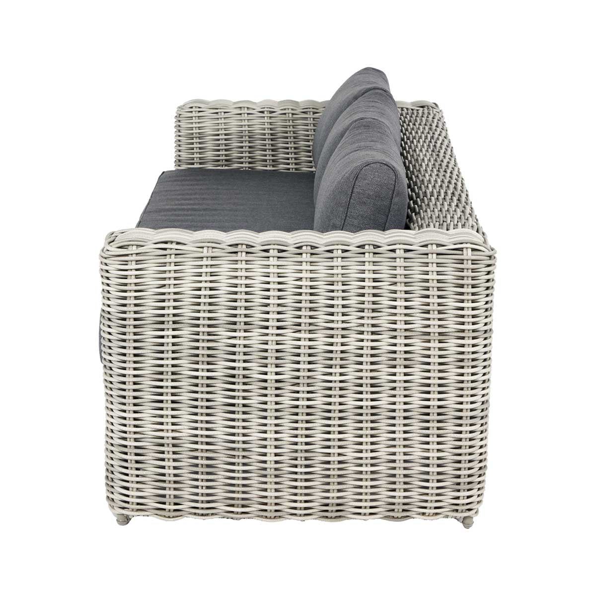 Celebes Grey Rattan Effect Garden Lounge Set with 3 Seater Sofa & Footstool – Click Style