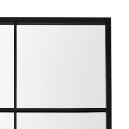 Chelsea Large Rectangular Black Metal Garden Window Mirror 100x70x2cm– Click Style