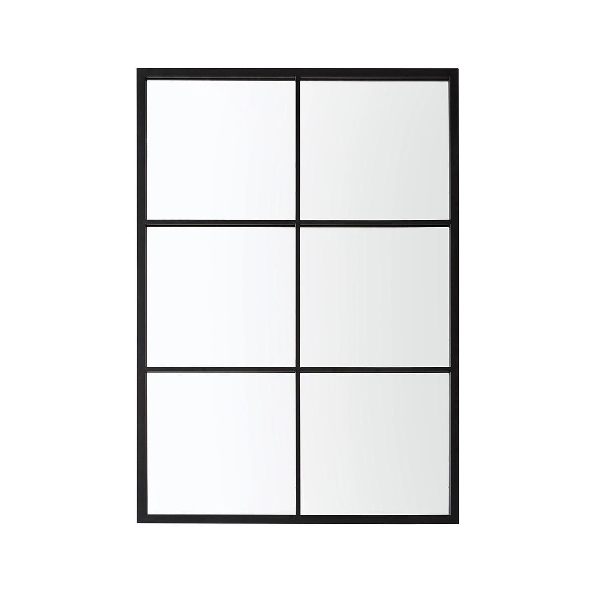 Chelsea Large Rectangular Black Metal Garden Window Mirror 100x70x2cm– Click Style