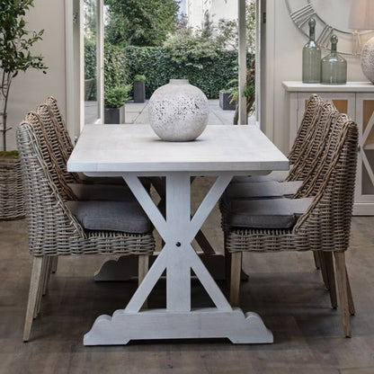 Coastal Distressed White 6 Seater Dining Table 180x90cm