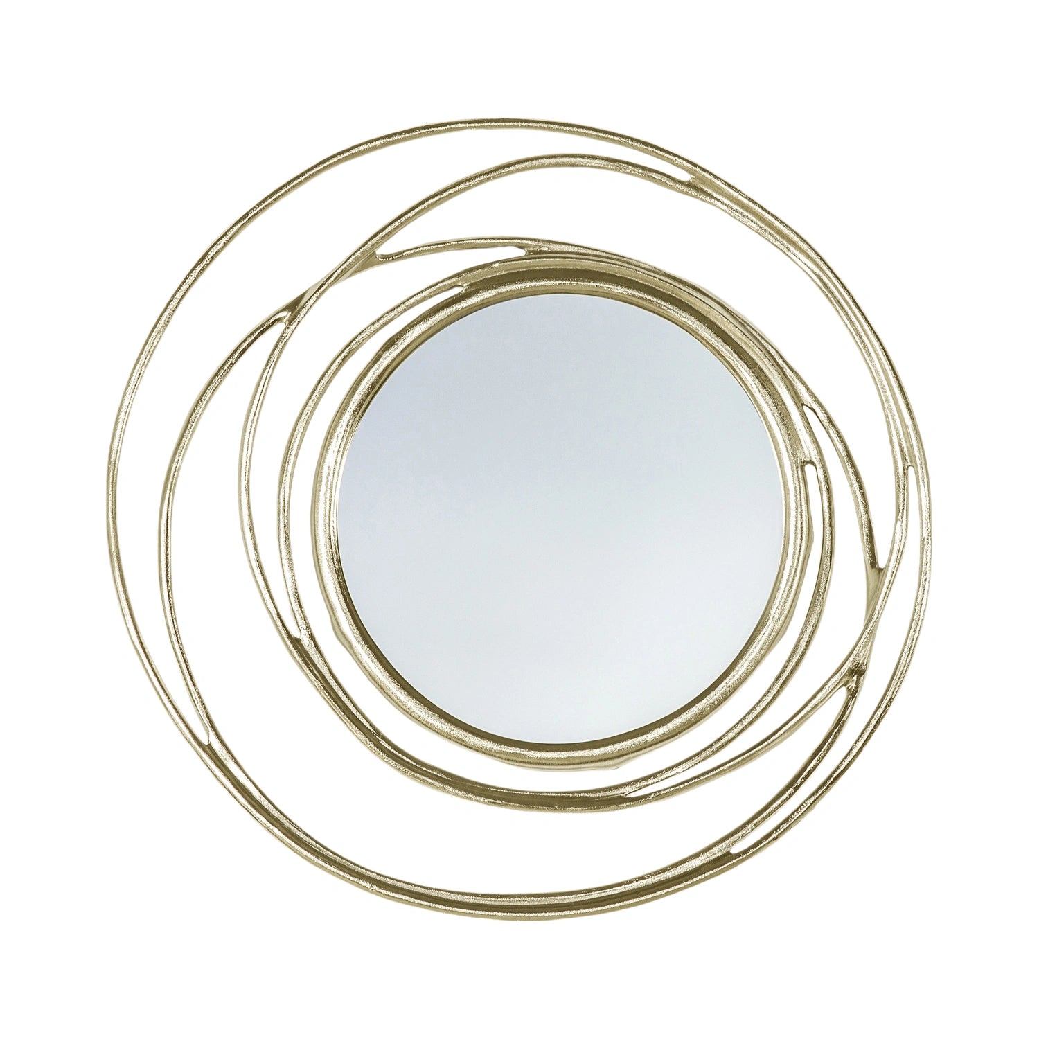 Contemporary Round Satin Gold Wall Mirror 66x8cm – Click Style