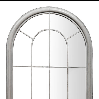 Cotswold Rustic Grey Metal Arch Garden Window Mirror 88x69x4cm– Click Style