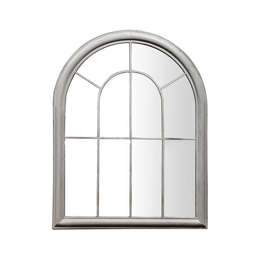 Cotswold Rustic Grey Metal Arch Garden Window Mirror 88x69x4cm– Click Style