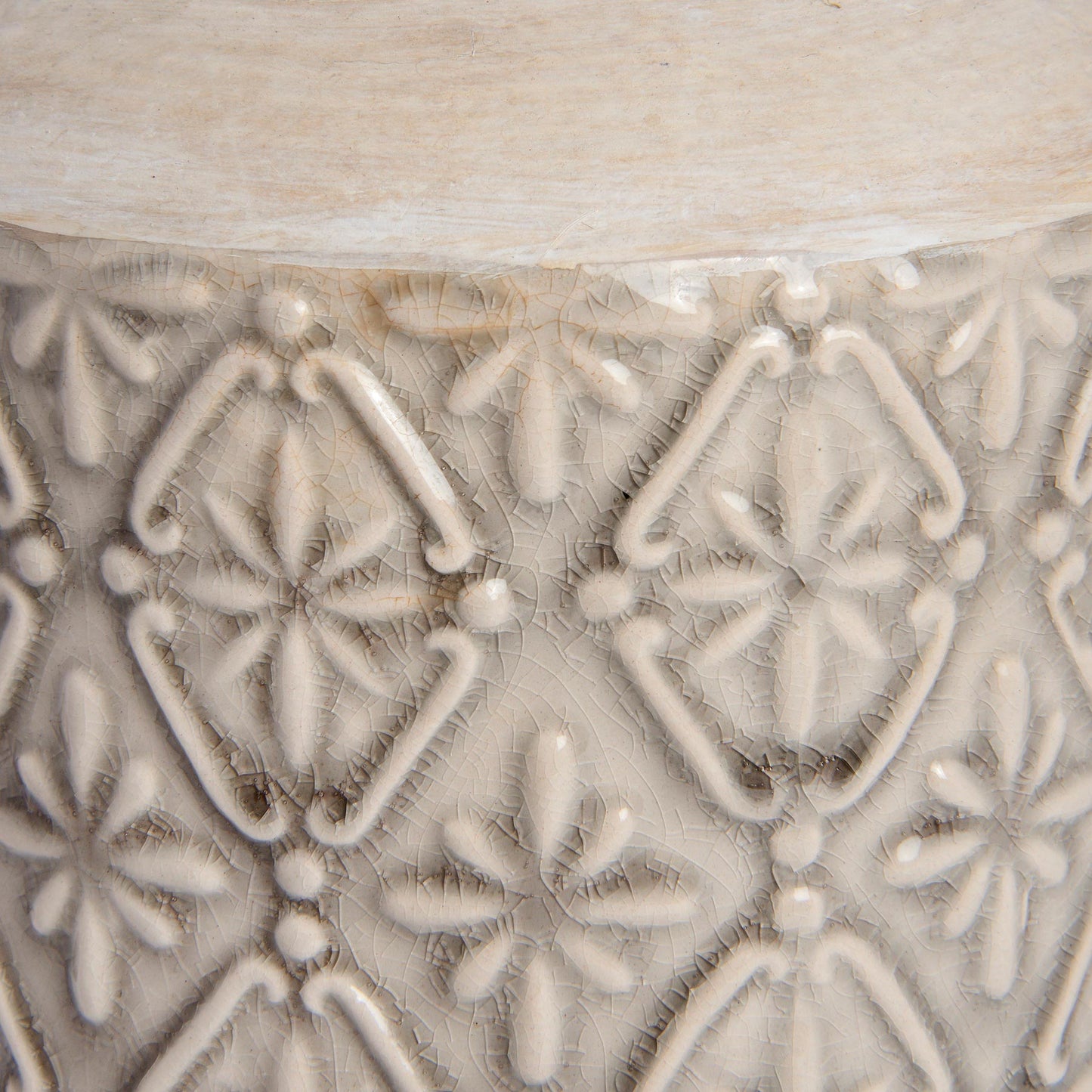 Cream Decorative Ceramic Cylinder Vase with Narrow Neck – Click Style