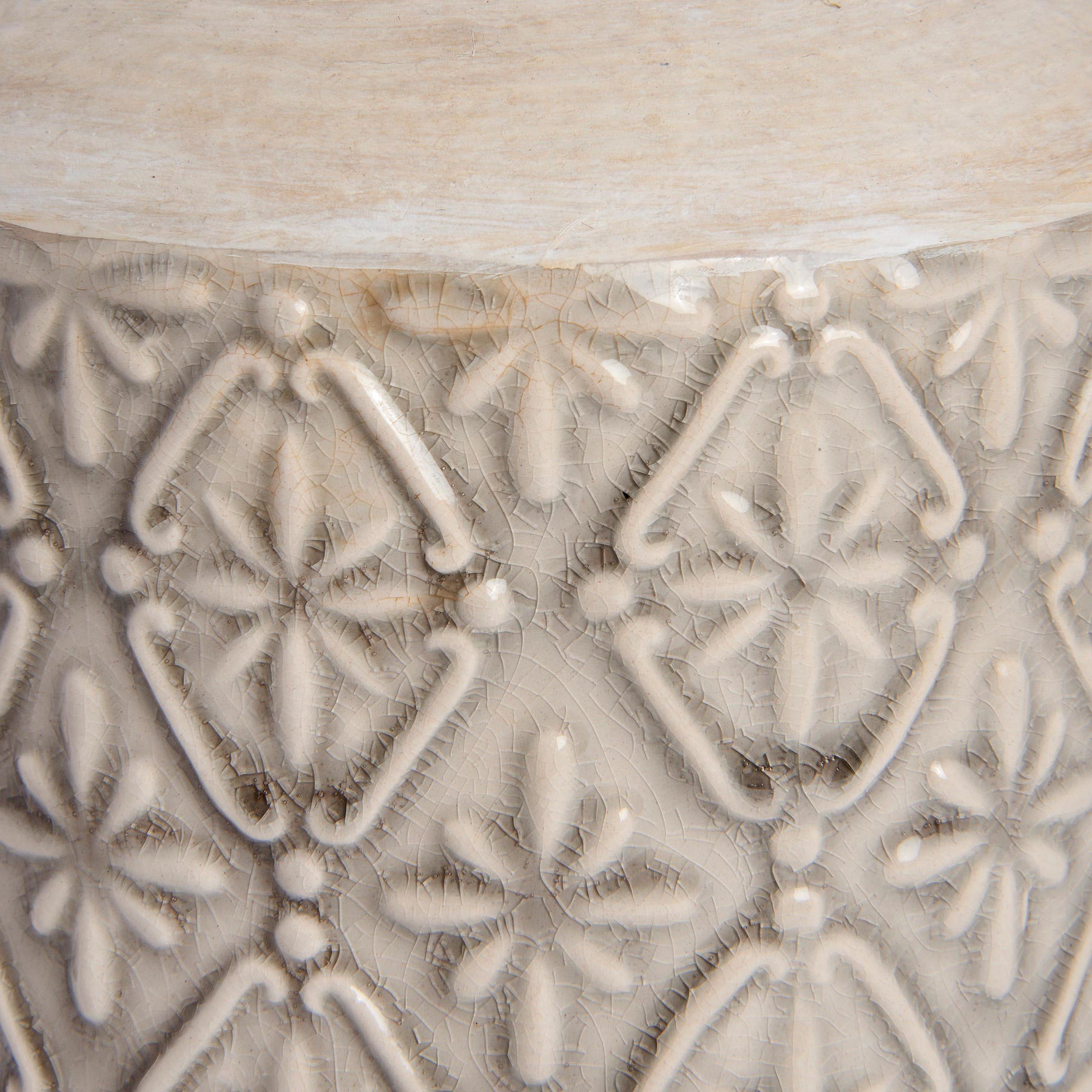 Cream Decorative Ceramic Cylinder Vase with Narrow Neck – Click Style