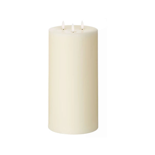 Cream LED 3 Wick Pillar Candle with Flickering Flame 30x15cm – Click Style