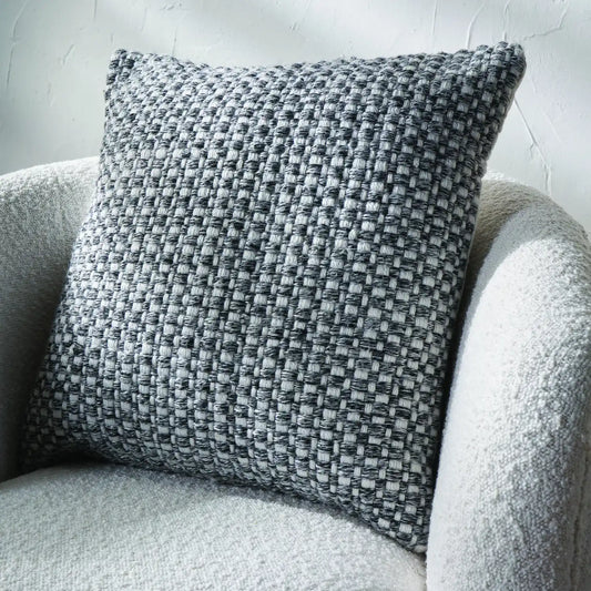 Dark Grey & White Basket Weave Pattern Outdoor Scatter Cushion 45x45cm – Click Style
