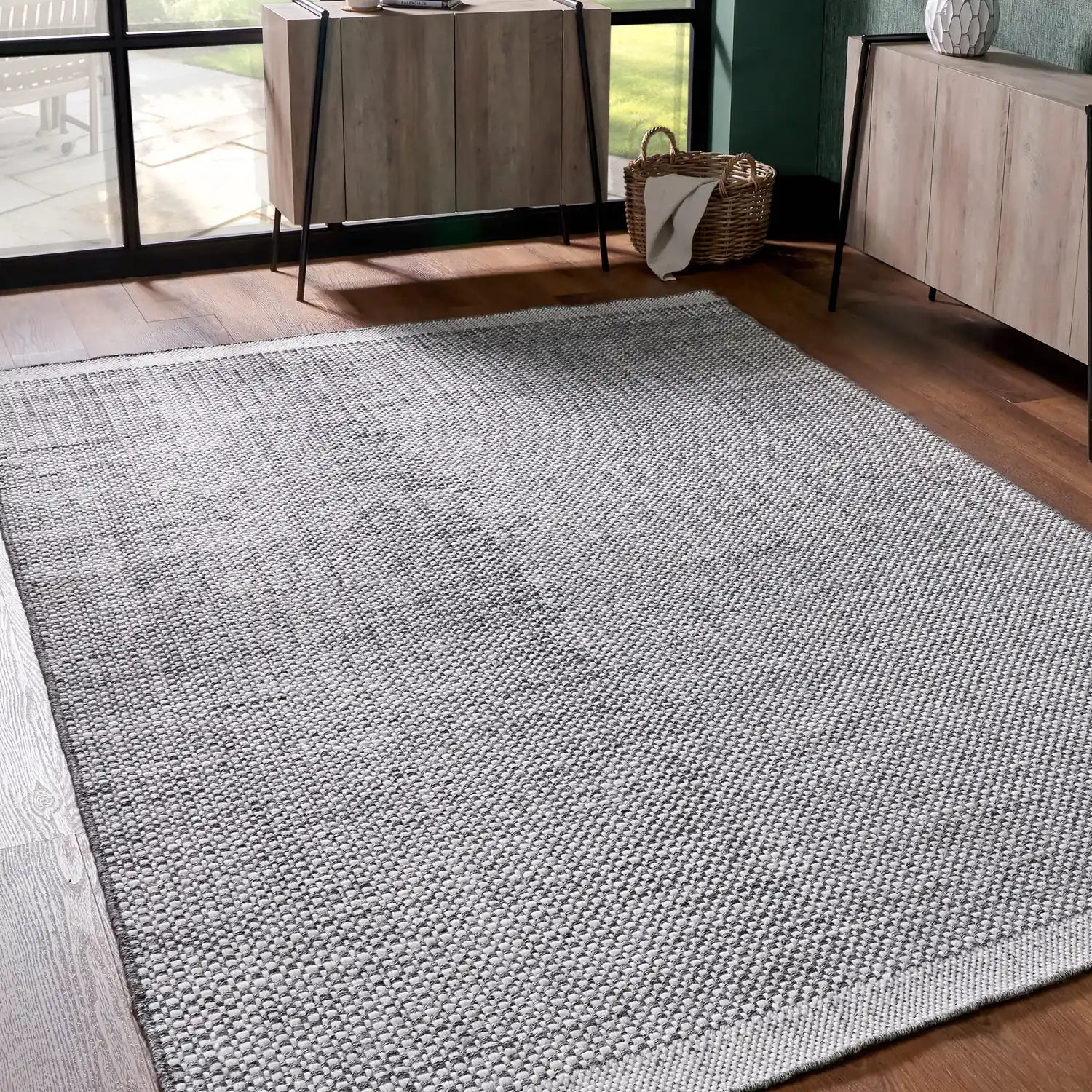 Dark Grey & White Modern Design Rectangular Outdoor Rug 230x160cm – Click Style