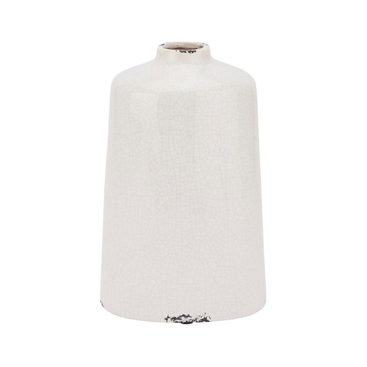 Distressed White Ceramic Bottle Vase With Crackle Glaze – Click Style