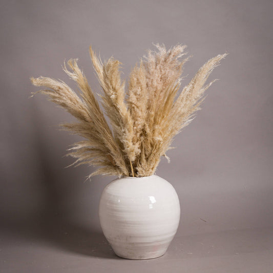 Distressed White Ceramic Rotund Vase With Crackle Glaze – Click Style