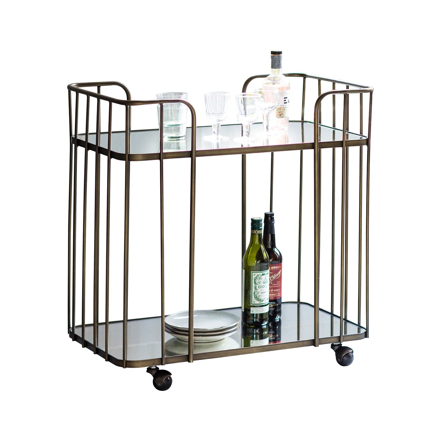 Elara Vintage Modern Bronze Cocktail Trolley – Click Style