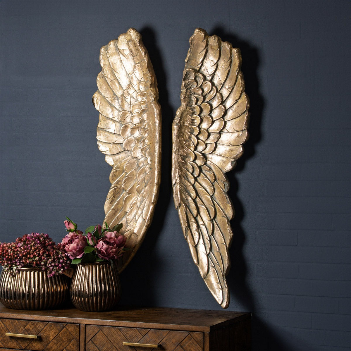 Extra Large Gold Angel Wings Wall Art 104cm