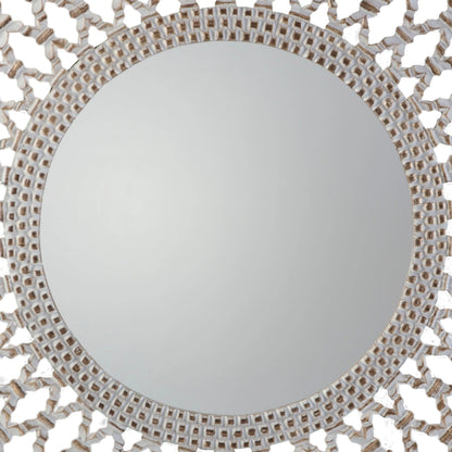 Extra Large Round White & Bronze Lattice Statement Wall Mirror 122x122x2.5cm – Click Style