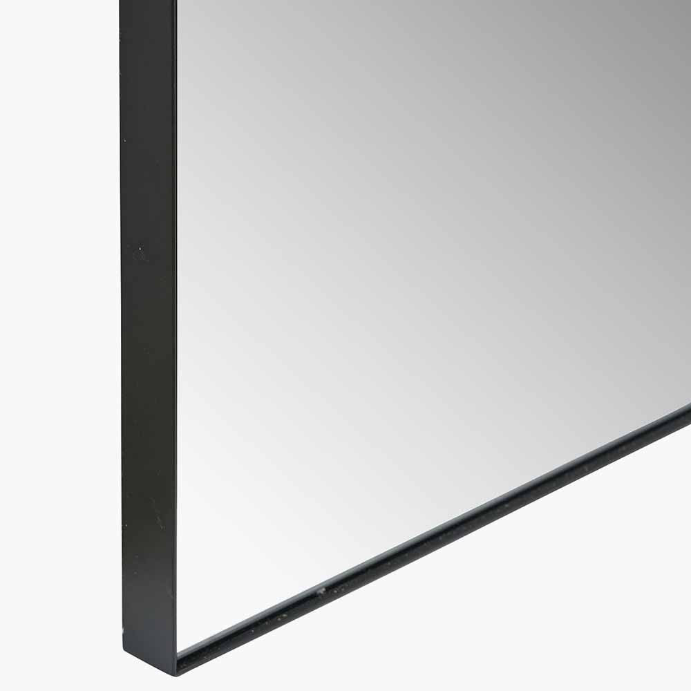 Full Length Arched Black Metal Thin Framed Leaner Mirror 200x70x3cm – Click Style