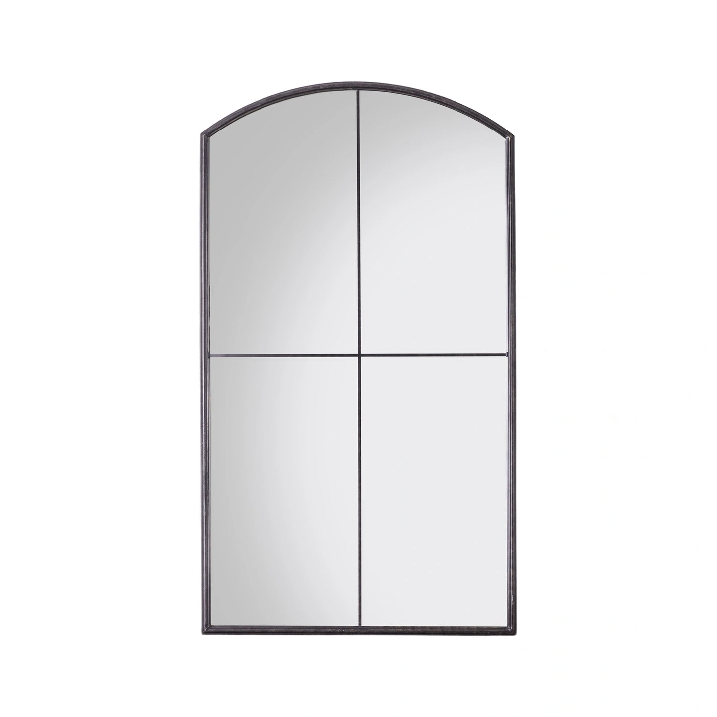 Full Length Arched Black Metal Window Leaner/Wall Mirror 160x90x3cm – Click Style