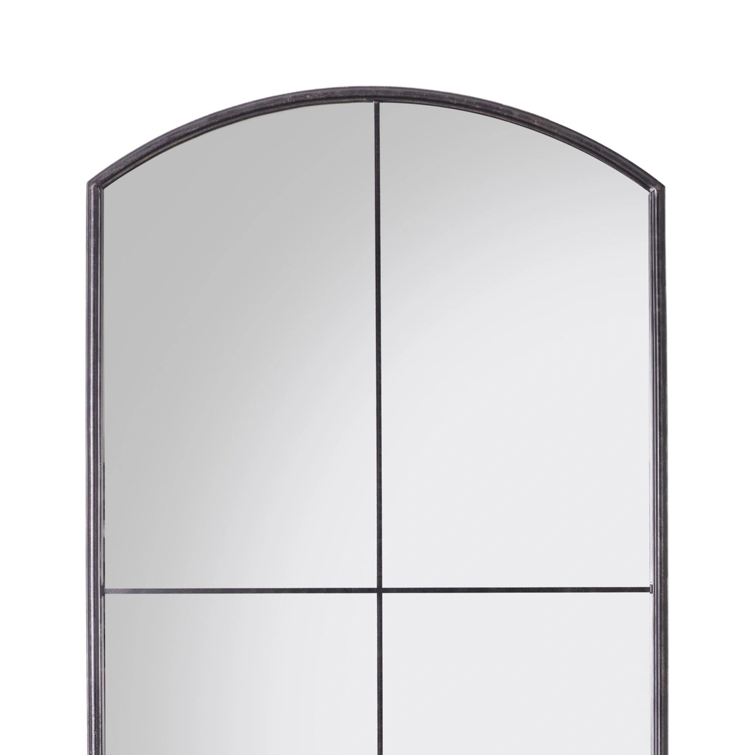 Full Length Arched Black Metal Window Leaner/Wall Mirror 160x90x3cm – Click Style