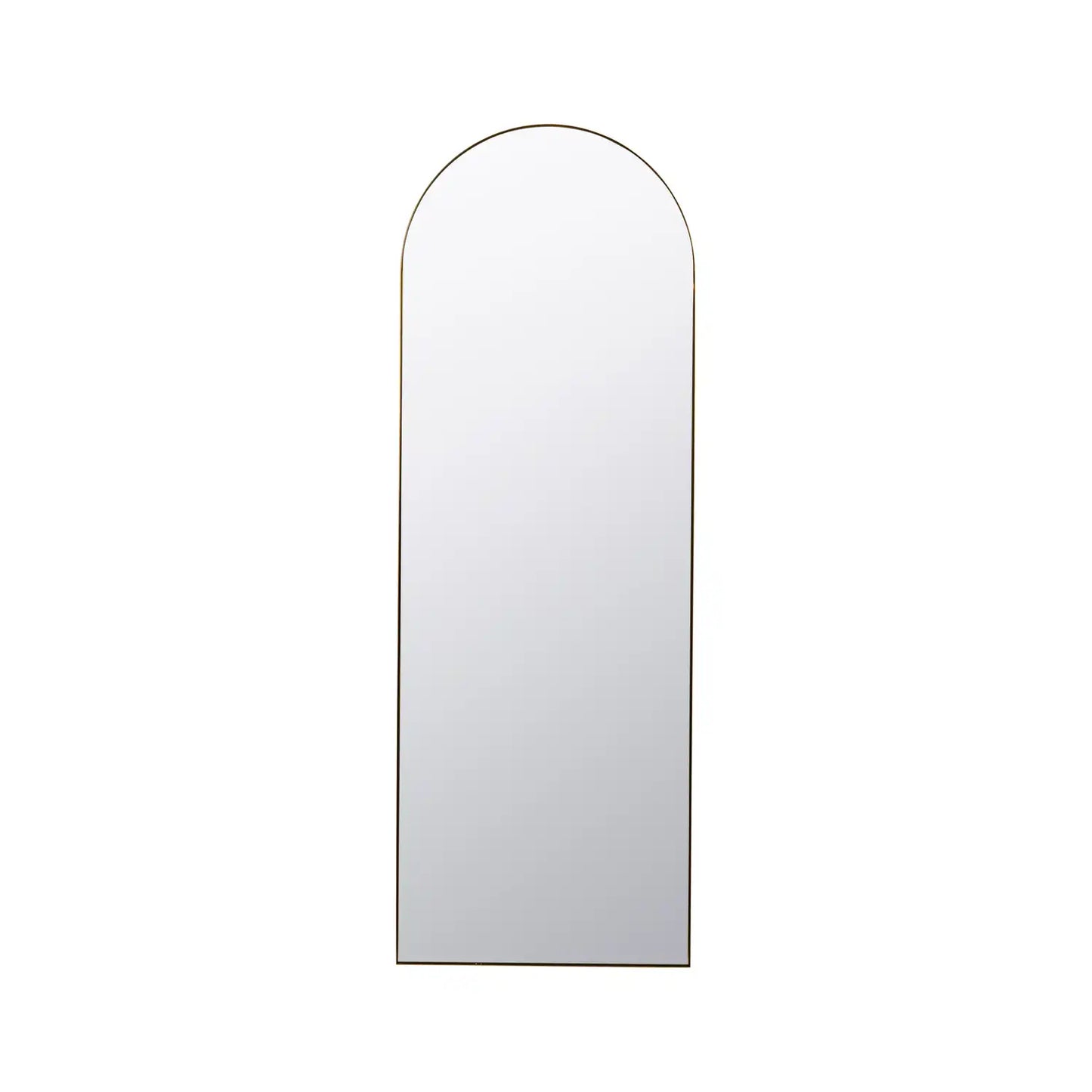 Full Length Arched Brushed Gold Metal Thin Framed Leaner Mirror 200x70x3cm – Click Style