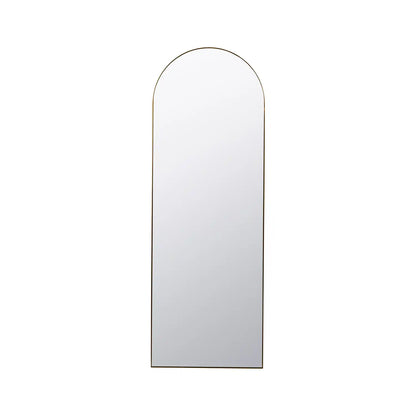 Full Length Arched Brushed Gold Metal Thin Framed Leaner Mirror 200x70x3cm – Click Style