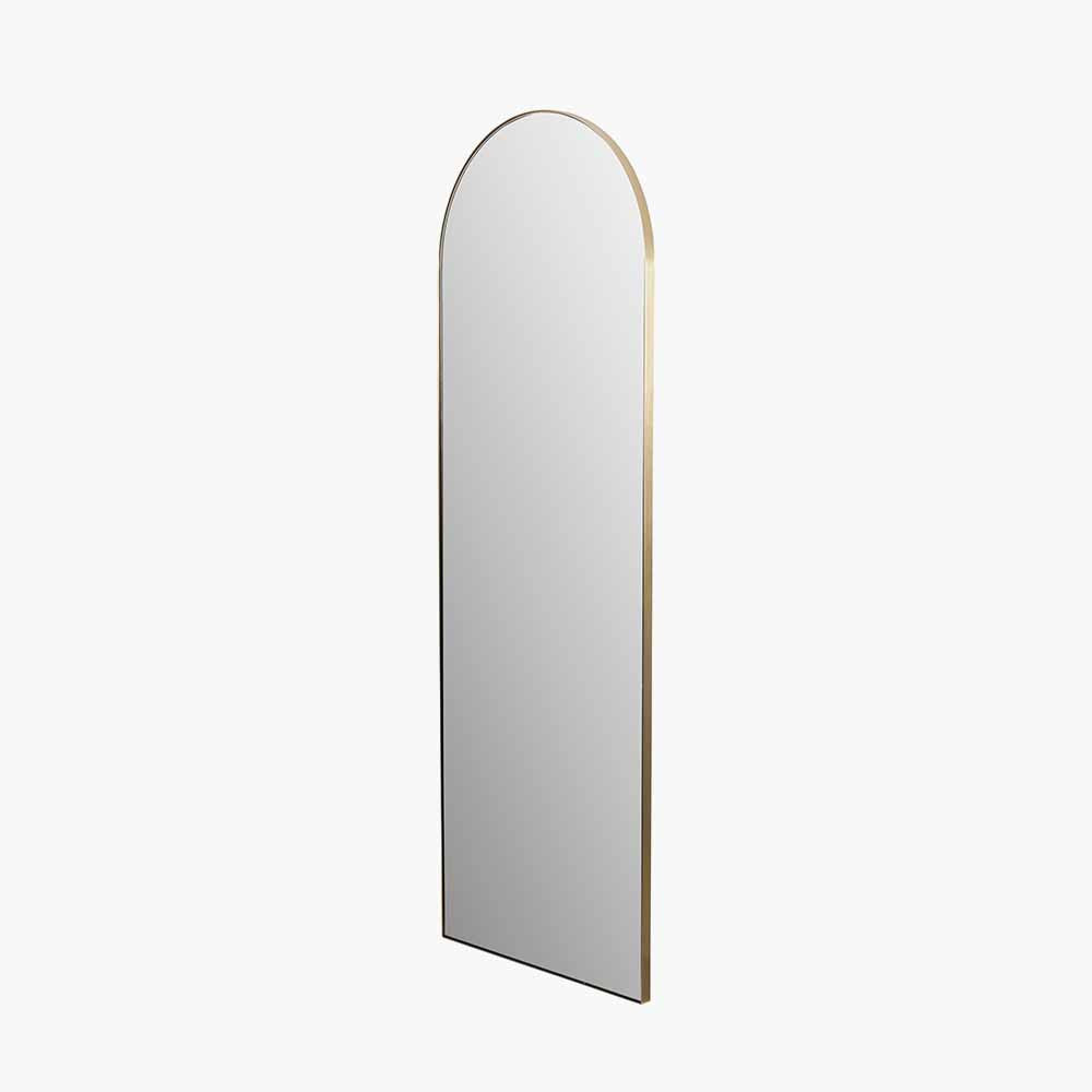 Full Length Arched Brushed Gold Metal Thin Framed Leaner Mirror 200x70x3cm – Click Style