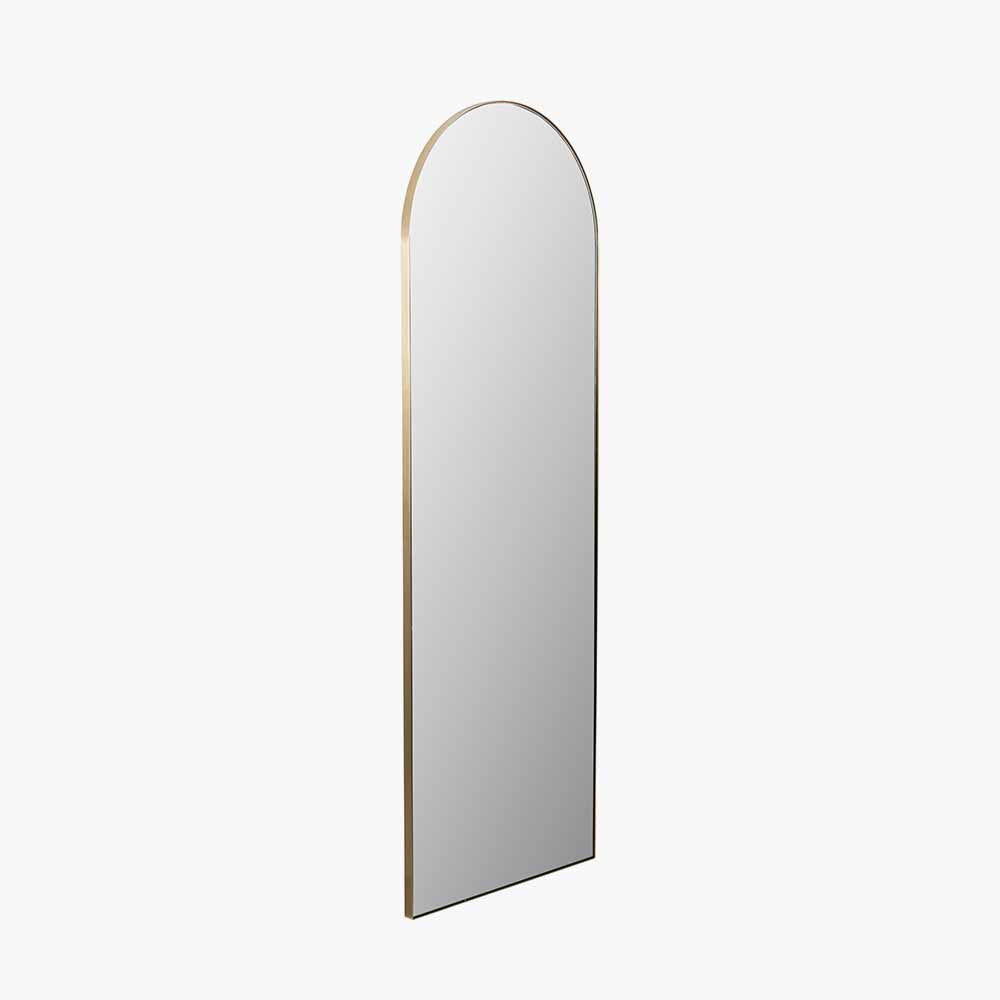 Full Length Arched Brushed Gold Metal Thin Framed Leaner Mirror 200x70x3cm – Click Style