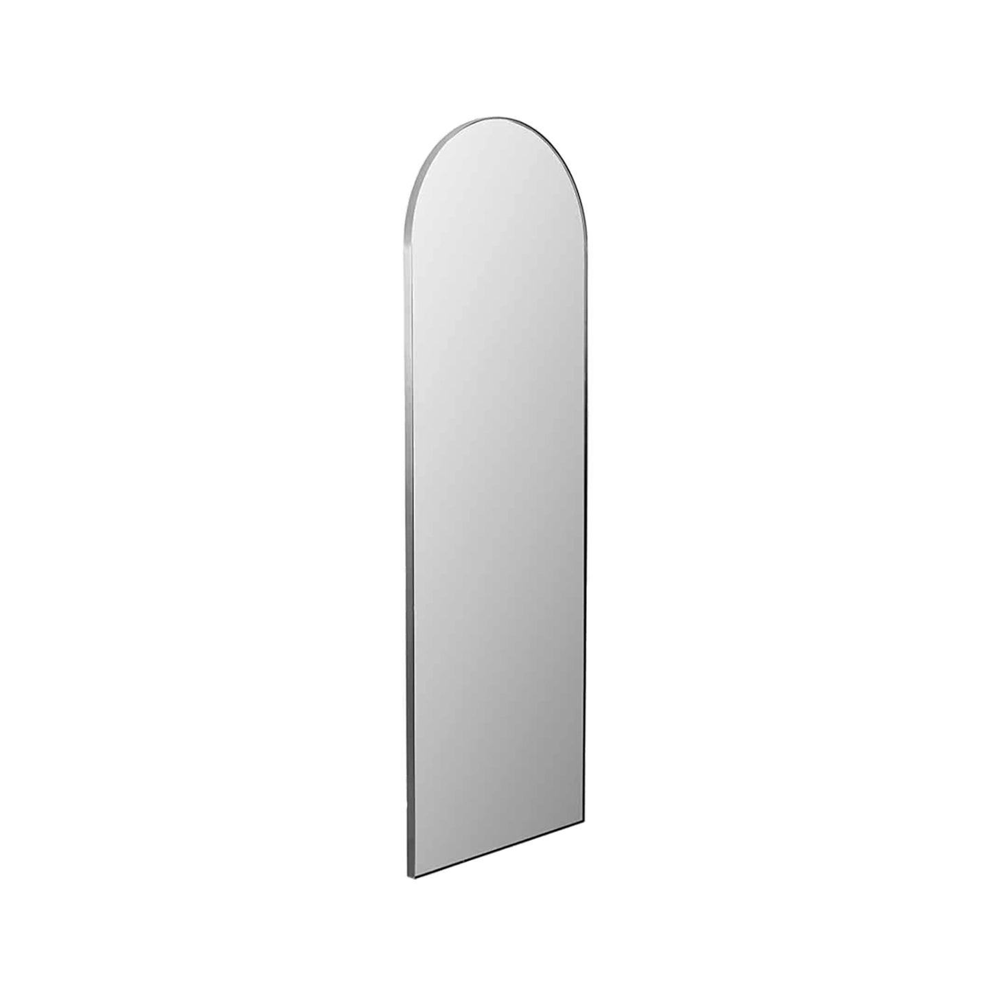 Full Length Arched Brushed Silver Metal Thin Framed Leaner Mirror 200x70x3cm – Click Style