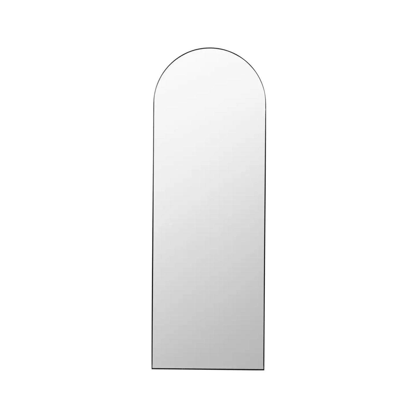 Full Length Arched Brushed Silver Metal Thin Framed Leaner Mirror 200x70x3cm – Click Style