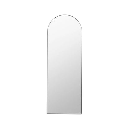 Full Length Arched Brushed Silver Metal Thin Framed Leaner Mirror 200x70x3cm – Click Style