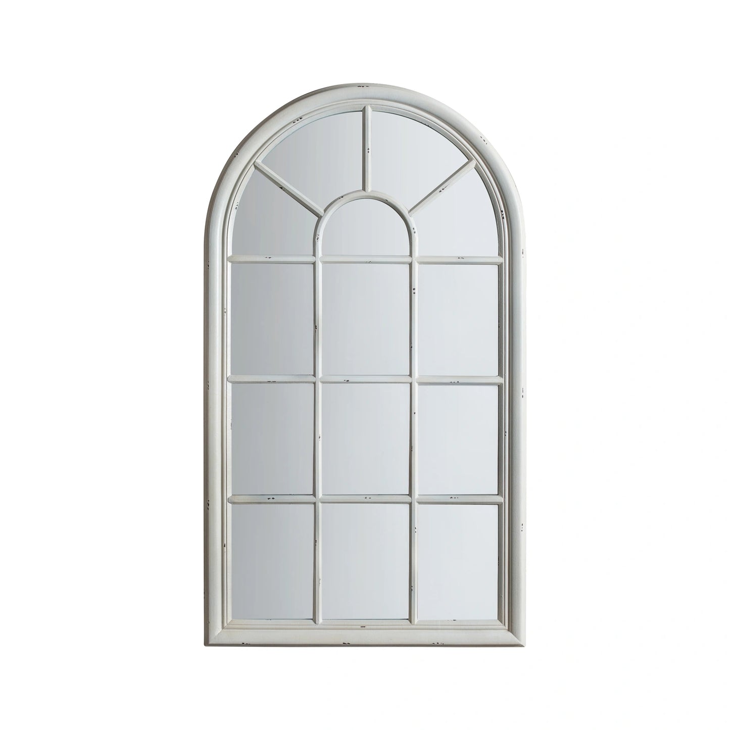 Full Length Arched Distressed White Window Leaner/Wall Mirror 140x80x3.5cm – Click Style