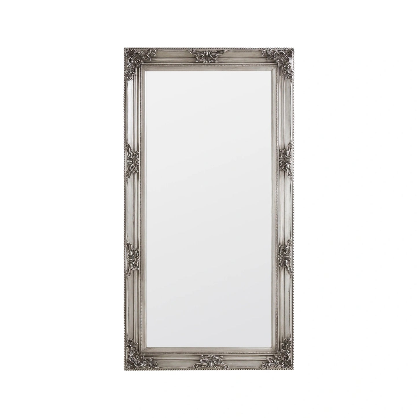 Full Length Baroque Rectangular Pewter Leaner/Wall Mirror 172.5x92x7.5cm – Click Style