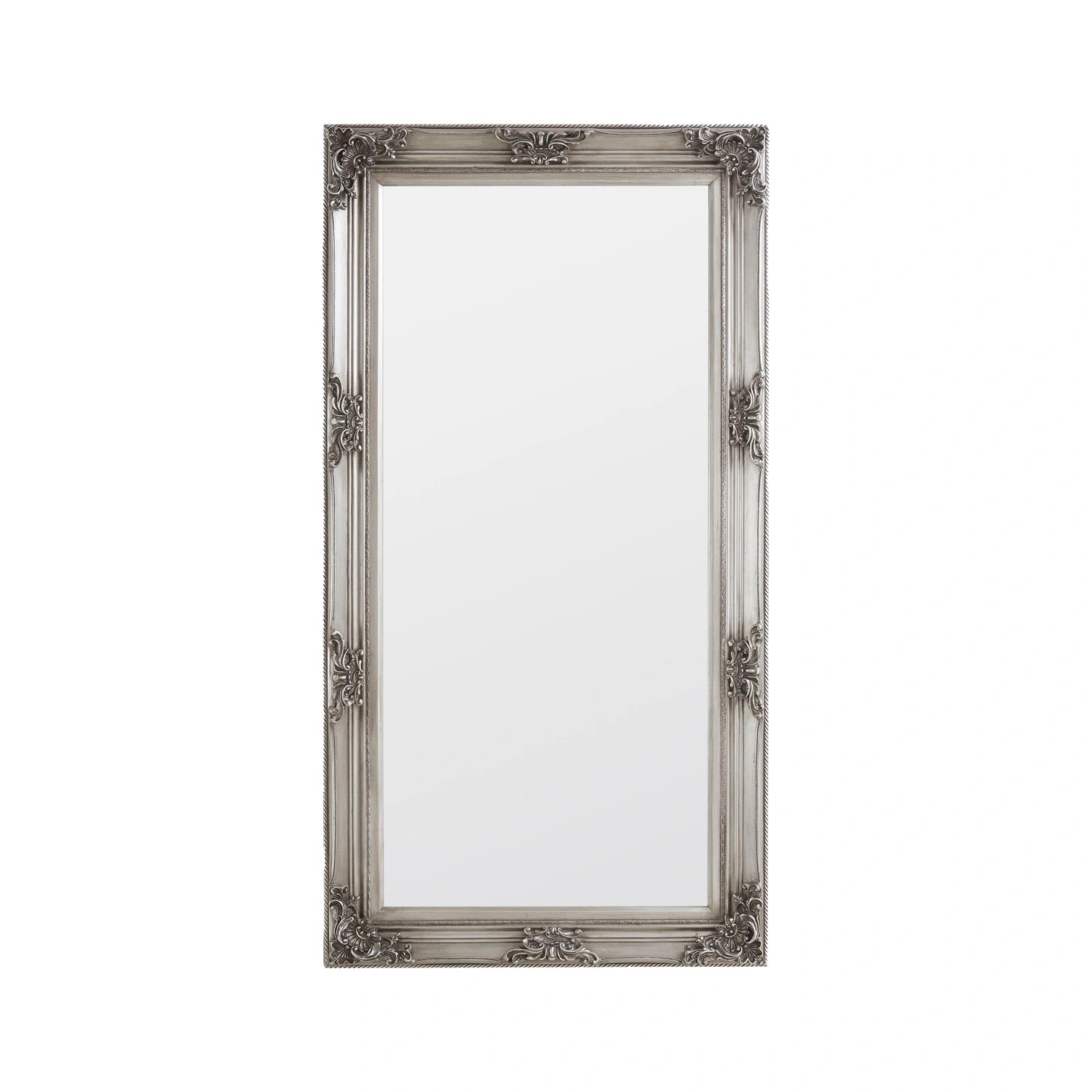 Full Length Baroque Rectangular Pewter Leaner/Wall Mirror 172.5x92x7.5cm – Click Style