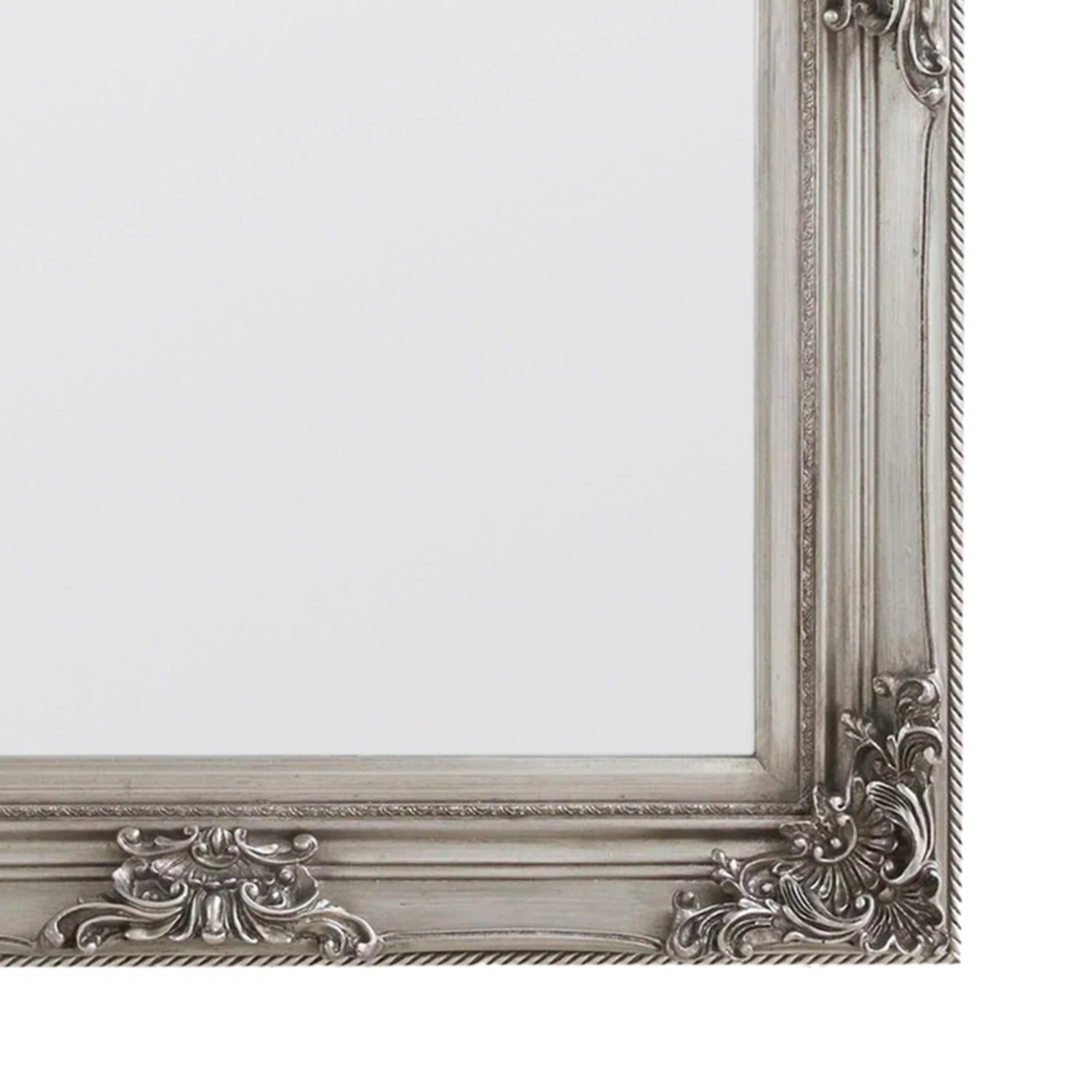 Full Length Baroque Rectangular Pewter Leaner/Wall Mirror 172.5x92x7.5cm – Click Style