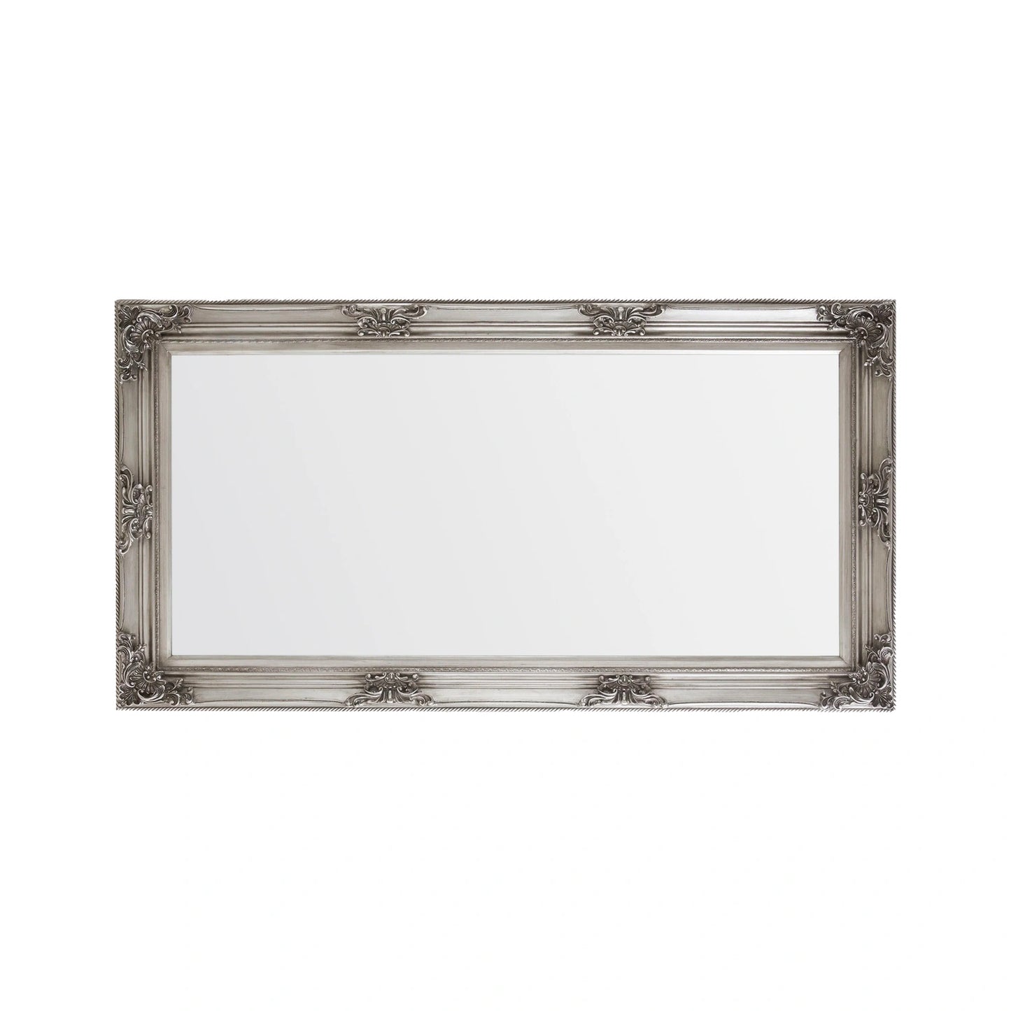 Full Length Baroque Rectangular Pewter Leaner/Wall Mirror 172.5x92x7.5cm – Click Style