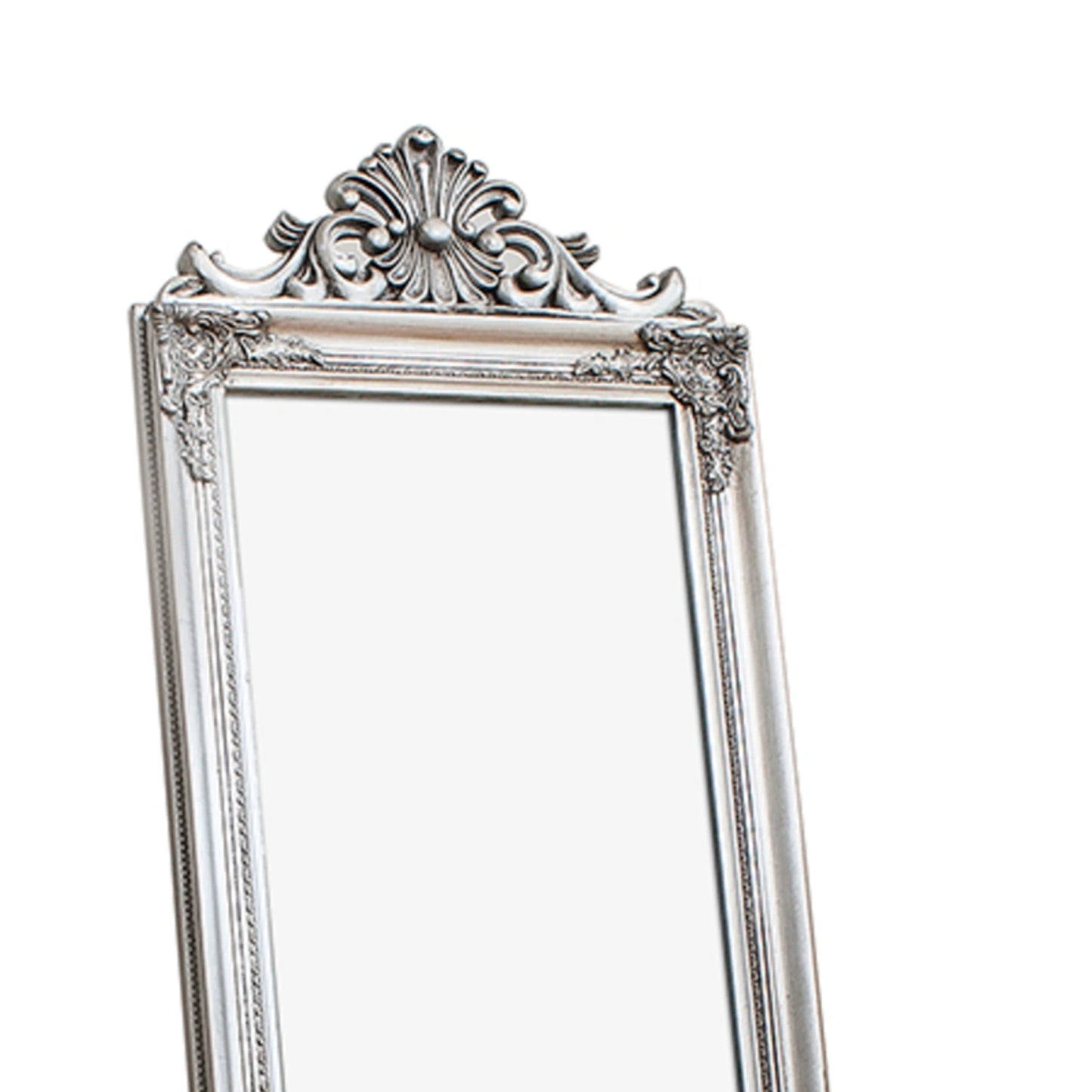 Full Length Ornate Silver Freestanding Mirror 179x45.5x3cm – Click Style