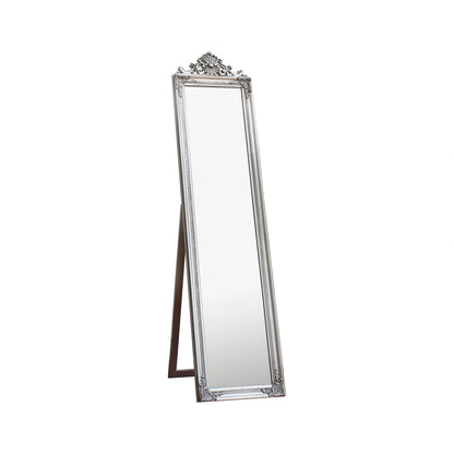 Full Length Ornate Silver Freestanding Mirror 179x45.5x3cm – Click Style