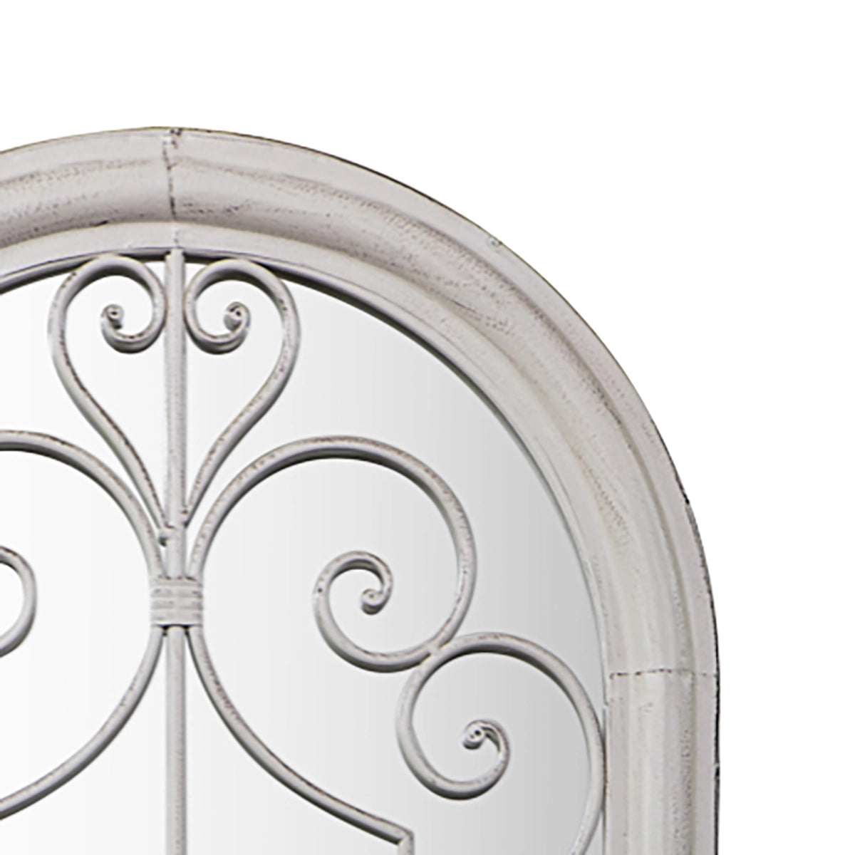 Gatehouse Ornate White Metal Arch Garden Window Mirror 96.5x49x4cm– Click Style