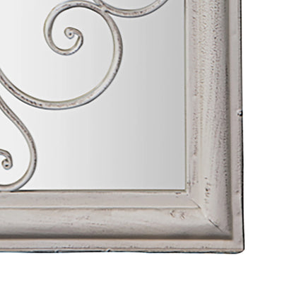 Gatehouse Ornate White Metal Arch Garden Window Mirror 96.5x49x4cm– Click Style