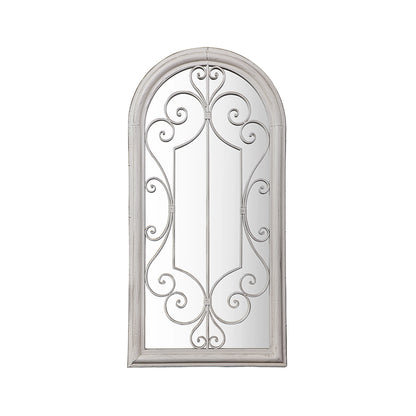 Gatehouse Ornate White Metal Arch Garden Window Mirror 96.5x49x4cm– Click Style