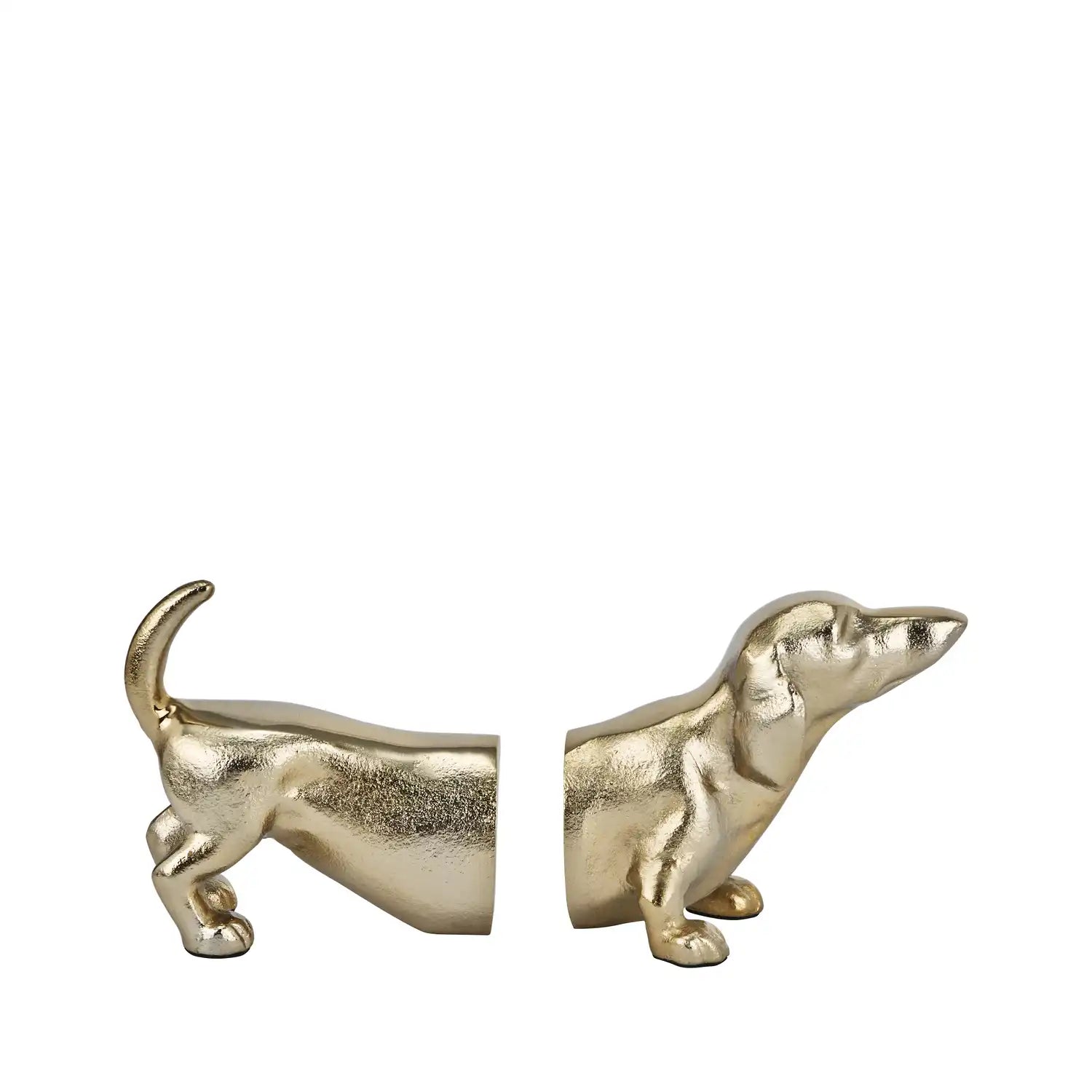 Gold Sausage Dog Bookends – Click Style