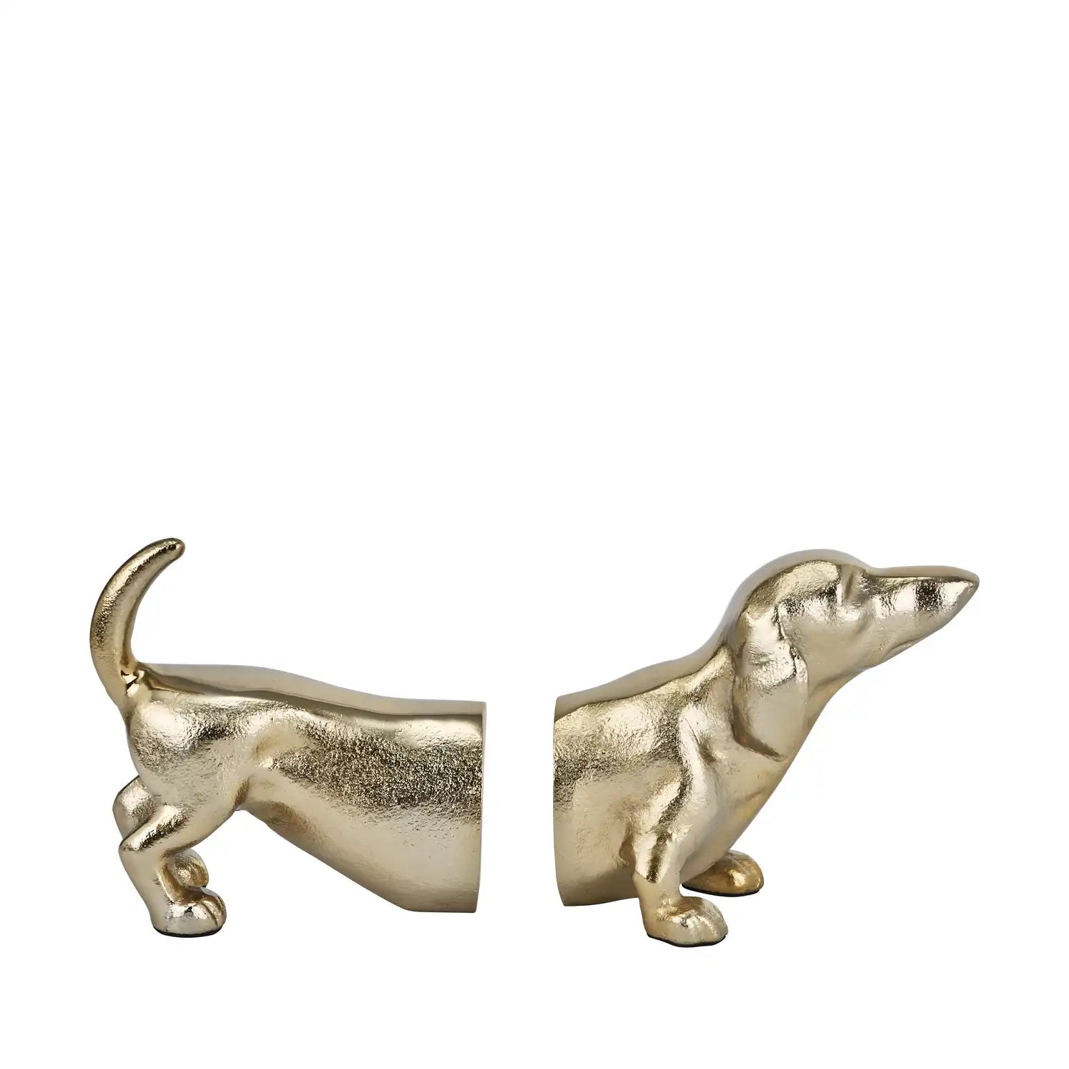 Gold Sausage Dog Bookends – Click Style