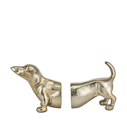 Gold Sausage Dog Bookends – Click Style