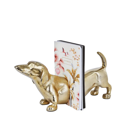 Gold Sausage Dog Bookends – Click Style