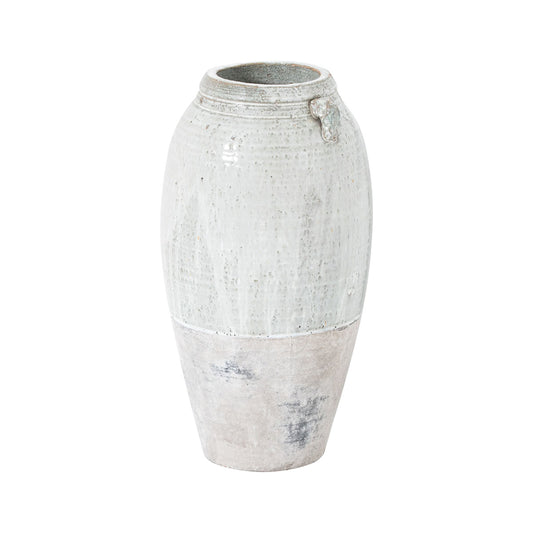 Grey Floor Standing Ceramic Amphora Vase with Dipped Glaze – Click Style