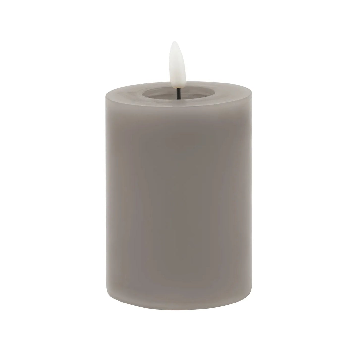 Grey LED Pillar Candle with Flickering Flame 10x8cm – Click Style