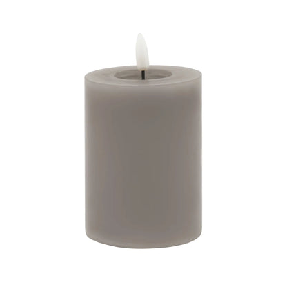 Grey LED Pillar Candle with Flickering Flame 10x8cm – Click Style